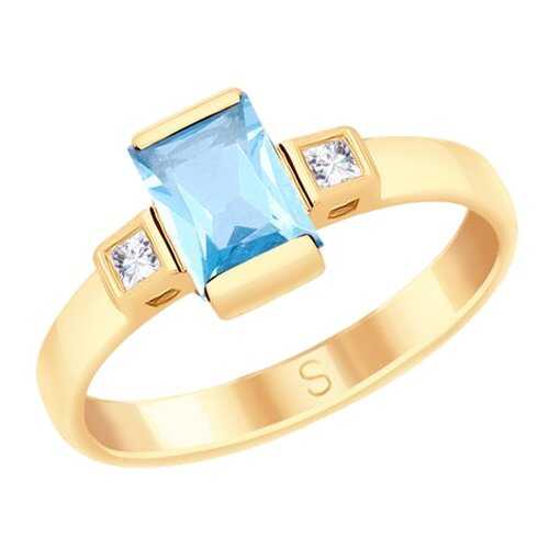 Кольцо женское SOKOLOV из золота с топазом и Swarovski Zirconia 715210 р.17.5 в Империя сумок