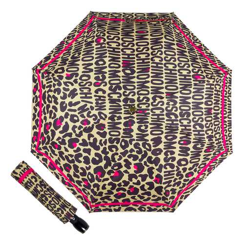 Зонт складной Moschino 8013-OCD Animal Logo Light Brown в Империя сумок