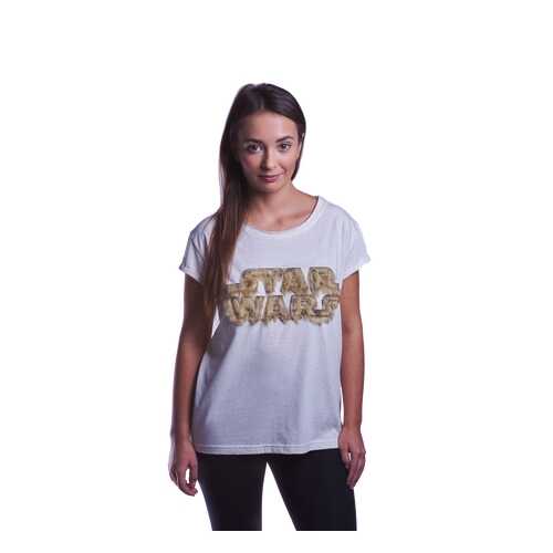 Футболка женская Good Loot Star Wars Fuzzy Logo (Чубакка) белая S в Империя сумок