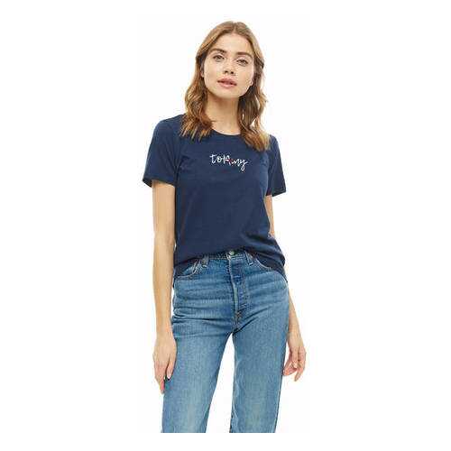 Футболка женская Tommy Jeans DW0DW06710 002 синяя S в Империя сумок